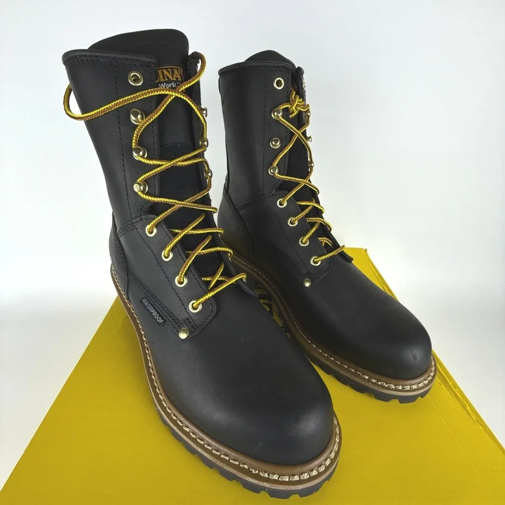 Carolina 8 Inch Steel Toe Logger Boots Mens 9 2E Black‎ CA9823 Waterproof